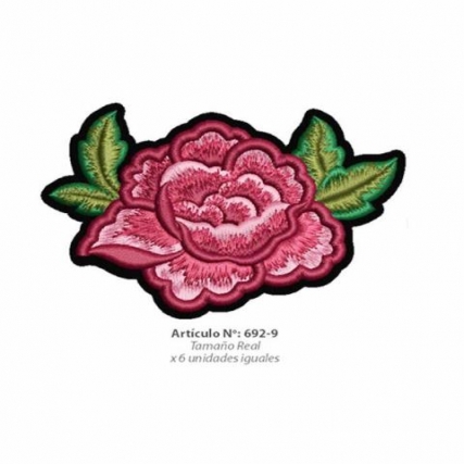 Aplicacion bord flor rosada x 6 unid