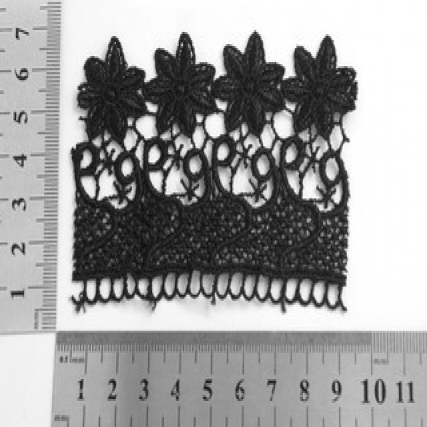 Guipure pol.6 cm negro punt/flor x 15 yd
