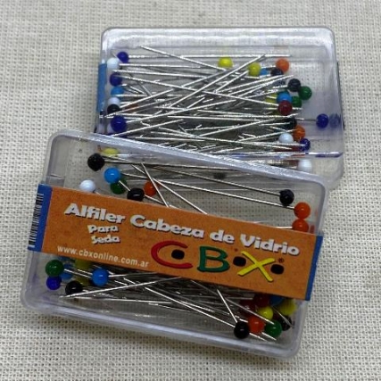 Alfiler cabeza vidrio 50 uni.x10 cajitas