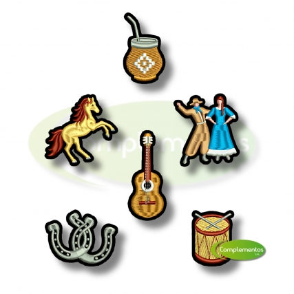 Aplic.bord. elementos tradicion arg. x 6
