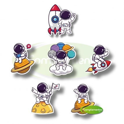 Aplicac.estamp. astronautas gde x 6 unid