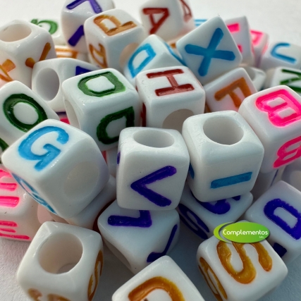 Dije cubo letras f/bco 6 mm x 250 gs