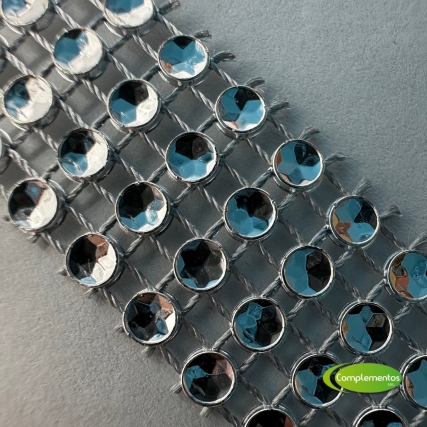 Falso stras 4 lineas plata (2cm) x 10 yd