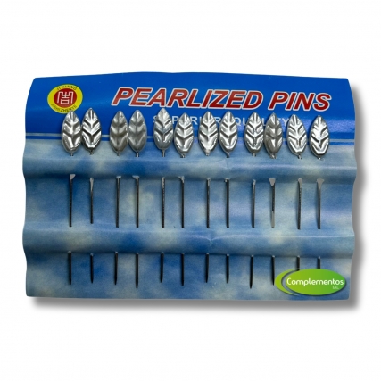 Alfiler fantasia hoja blanco x 144un