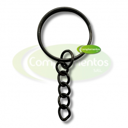 Argolla c/cadena 24mm negra x 100 unid