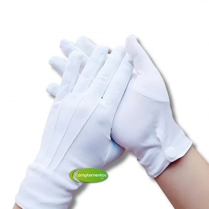 Guante blanco c/boton talle 2 x 6 unid