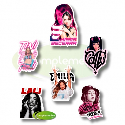Aplic. estamp. cantante pop arg x 6 unid