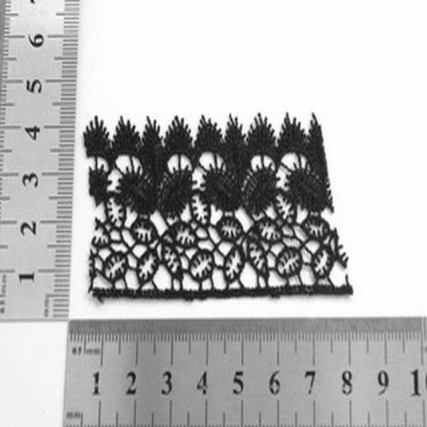 Guipure pol. 4 cm negro hojas x 15 yd