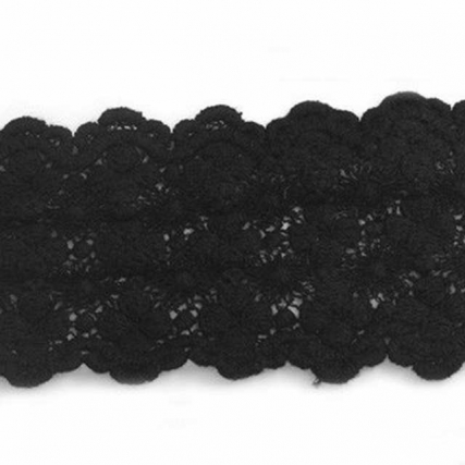 Guipure algodon negro 85mm flores x 15 y