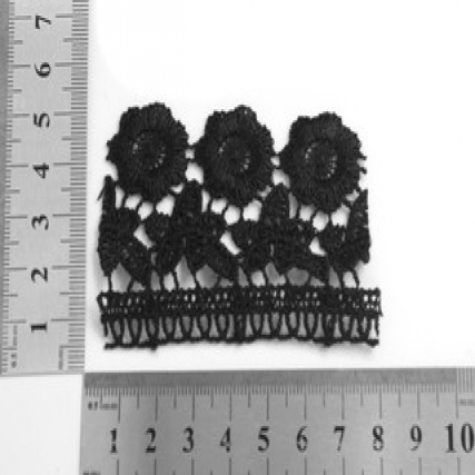 Guipure pol negro 5.5 cm flor/hoja x 15 