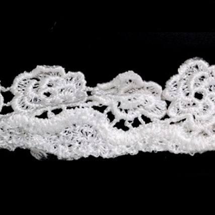 Guipure pol. 52mm blanco flores x 15 yd