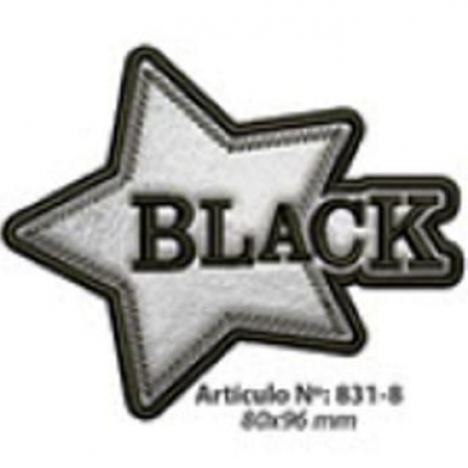 Aplicacion bordado black estrella x 6 un