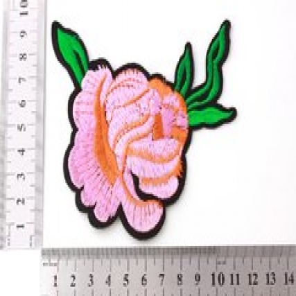 Aplicacion bordado flor rosa x 5 unid